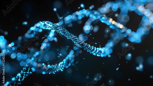 Blue DNA helix graphic.