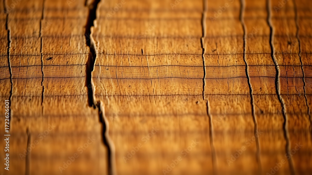Fototapeta premium Aged wooden surface with natural grain patterns, showcasing rustic warmth and macro detail.