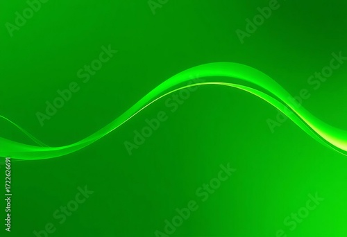 Abstract green background with a flowing, vibrant green line,  art,  simple