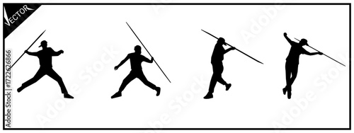 Silhouette illustration of a javelin thrower. Isolated on a white background.