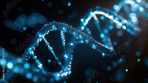 Blue DNA helix graphic.