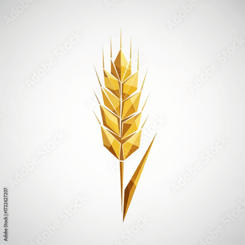 Geometric golden wheat stalk, stylized agricultural design element.