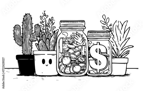 Creative Money Saving Jar Doodle Pack
