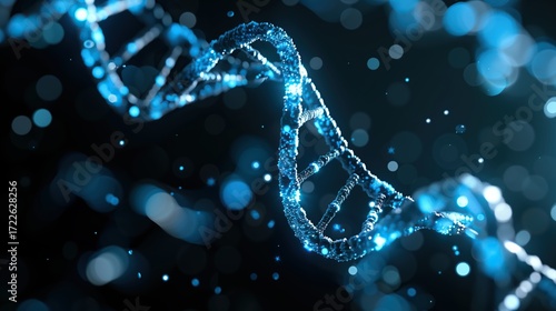 Blue DNA helix graphic.