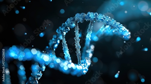 Blue DNA helix graphic.
