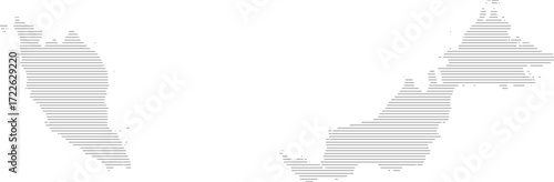Malaysia vector map with line fill (Web Mercator projection, PPT-compatible & fully editable)