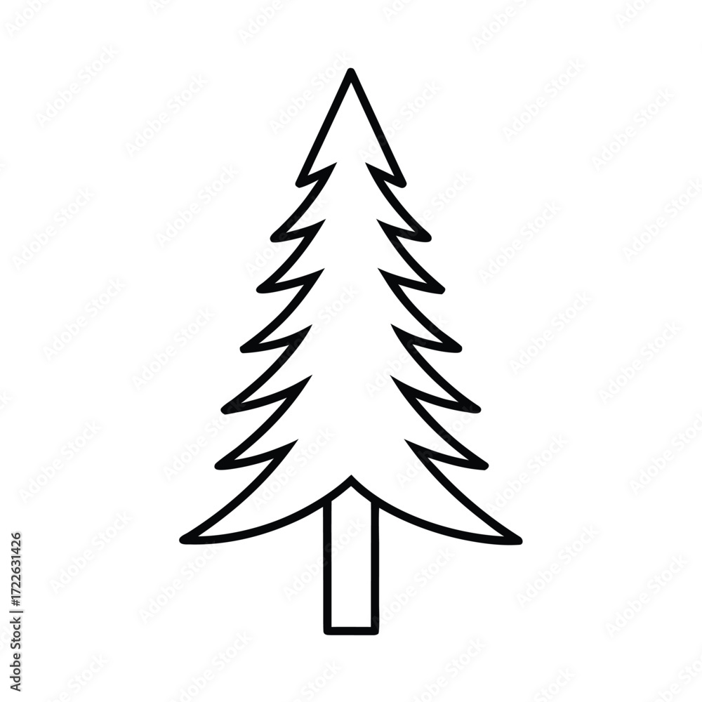 Fototapeta premium Minimalist vector outline of a pine tree forest in a silhouette style