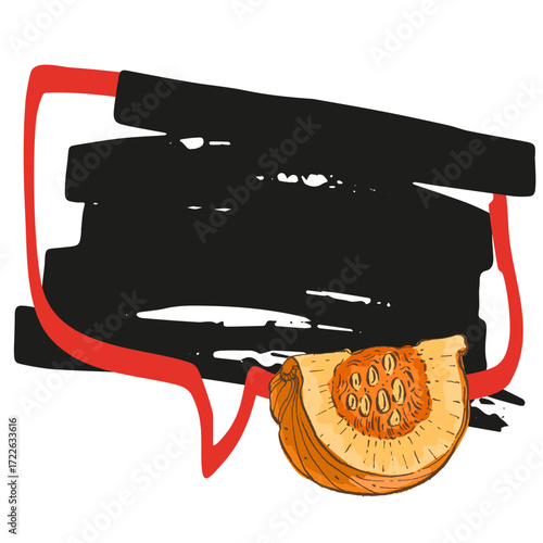 Speech Bubble pumpkin frame vector. Banners, price tags, stickers, posters, badges. Isolated on white background.