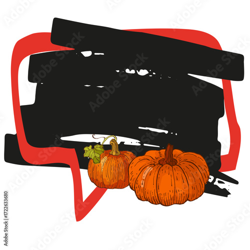 Speech Bubble pumpkin frame vector. Banners, price tags, stickers, posters, badges. Isolated on white background.