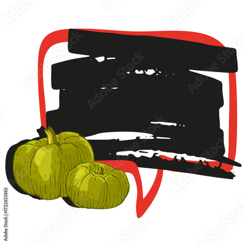 Speech Bubble pumpkin frame vector. Banners, price tags, stickers, posters, badges. Isolated on white background.