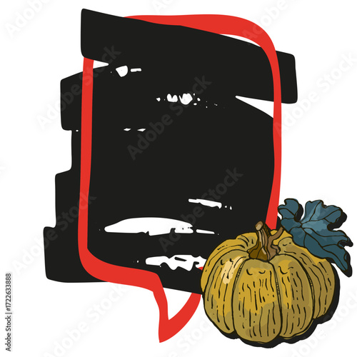 Speech Bubble pumpkin frame vector. Banners, price tags, stickers, posters, badges. Isolated on white background.