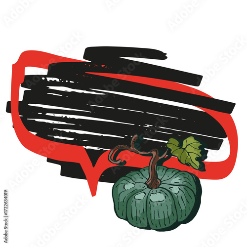 Speech Bubble pumpkin frame vector. Banners, price tags, stickers, posters, badges. Isolated on white background.