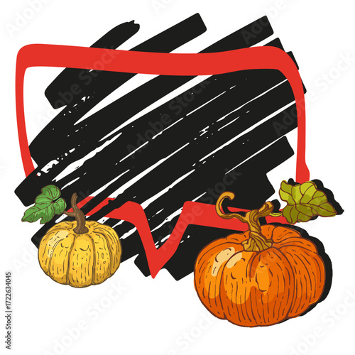 Speech Bubble pumpkin frame vector. Banners, price tags, stickers, posters, badges. Isolated on white background.