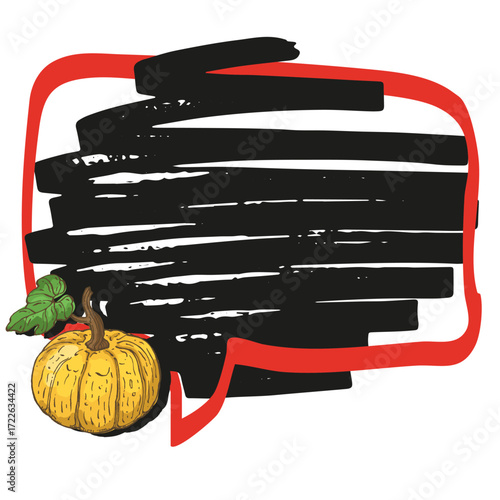 Speech Bubble pumpkin frame vector. Banners, price tags, stickers, posters, badges. Isolated on white background.