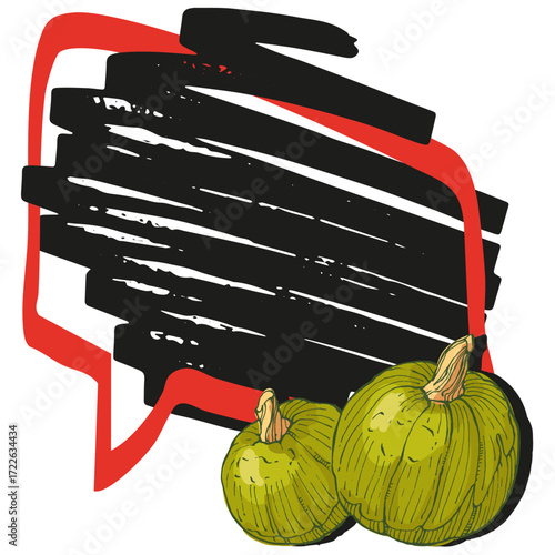 Speech Bubble pumpkin frame vector. Banners, price tags, stickers, posters, badges. Isolated on white background.
