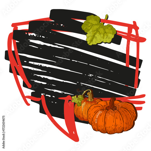 Speech Bubble pumpkin frame vector. Banners, price tags, stickers, posters, badges. Isolated on white background.