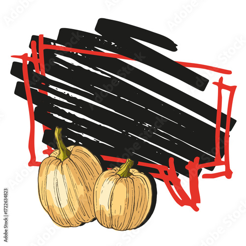 Speech Bubble pumpkin frame vector. Banners, price tags, stickers, posters, badges. Isolated on white background.