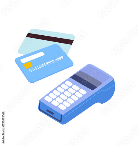 Vector illustration of smartphones, credit cards, and payment terminals showing modern digital transactions, online banking, mobile wallet, and secure contactless payments. Perfect for fintech