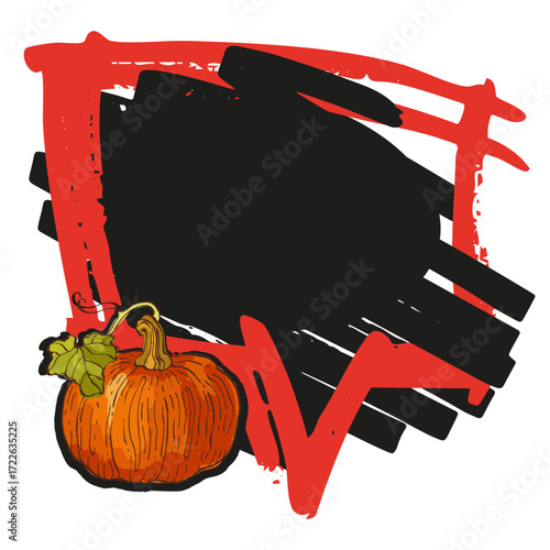Speech Bubble pumpkin frame vector. Banners, price tags, stickers, posters, badges. Isolated on white background.