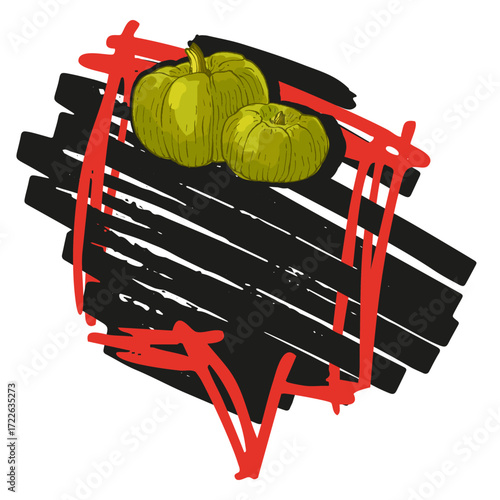 Speech Bubble pumpkin frame vector. Banners, price tags, stickers, posters, badges. Isolated on white background.
