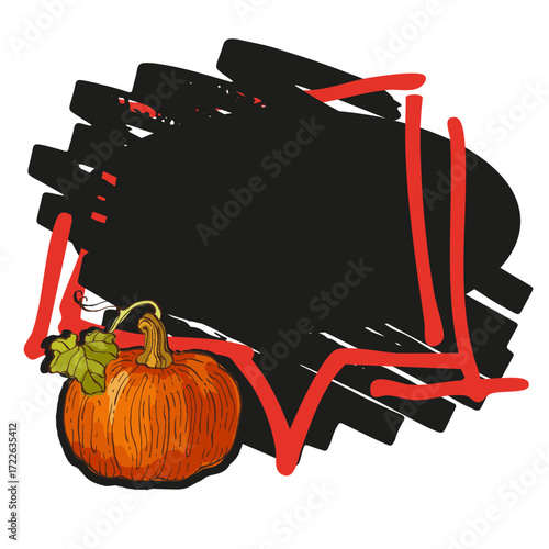 Speech Bubble pumpkin frame vector. Banners, price tags, stickers, posters, badges. Isolated on white background.