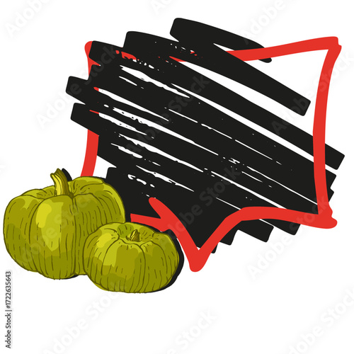 Speech Bubble pumpkin frame vector. Banners, price tags, stickers, posters, badges. Isolated on white background.