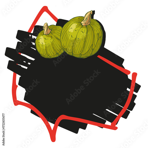Speech Bubble pumpkin frame vector. Banners, price tags, stickers, posters, badges. Isolated on white background.