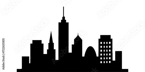 Dynamic urban city skyline silhouette capturing modern architectural structures and metropolitan development