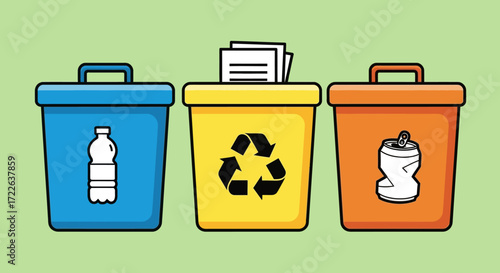 Colorful Recycling Bins for Waste Segregation.