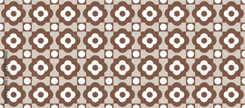 Wallpaper Mural Retro Floral Brown and Beige Geometric Seamless Pattern Torontodigital.ca