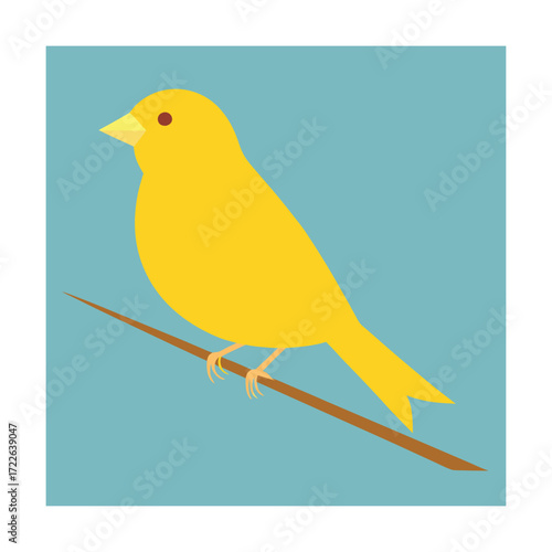 Yellow Canary Bird Perched on Branch Keywords: canary, bird, animal, wildlife, nature, perched