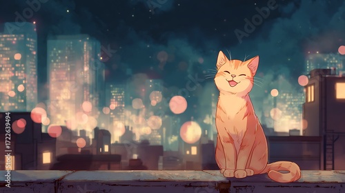 cartoon cat celebrate