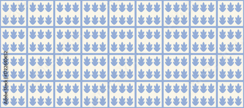 Wallpaper Mural Minimal Leaf Tile Seamless Pattern in Soft Blue and Cream Torontodigital.ca
