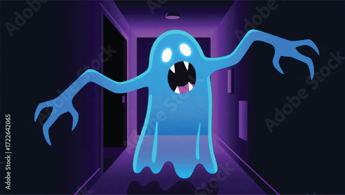 Ghost In The Room Illustrator Artwork Banner Background Design Template 