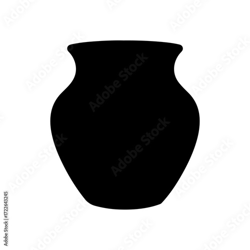Clay pot silhouette icon vector flat illustration on white background.