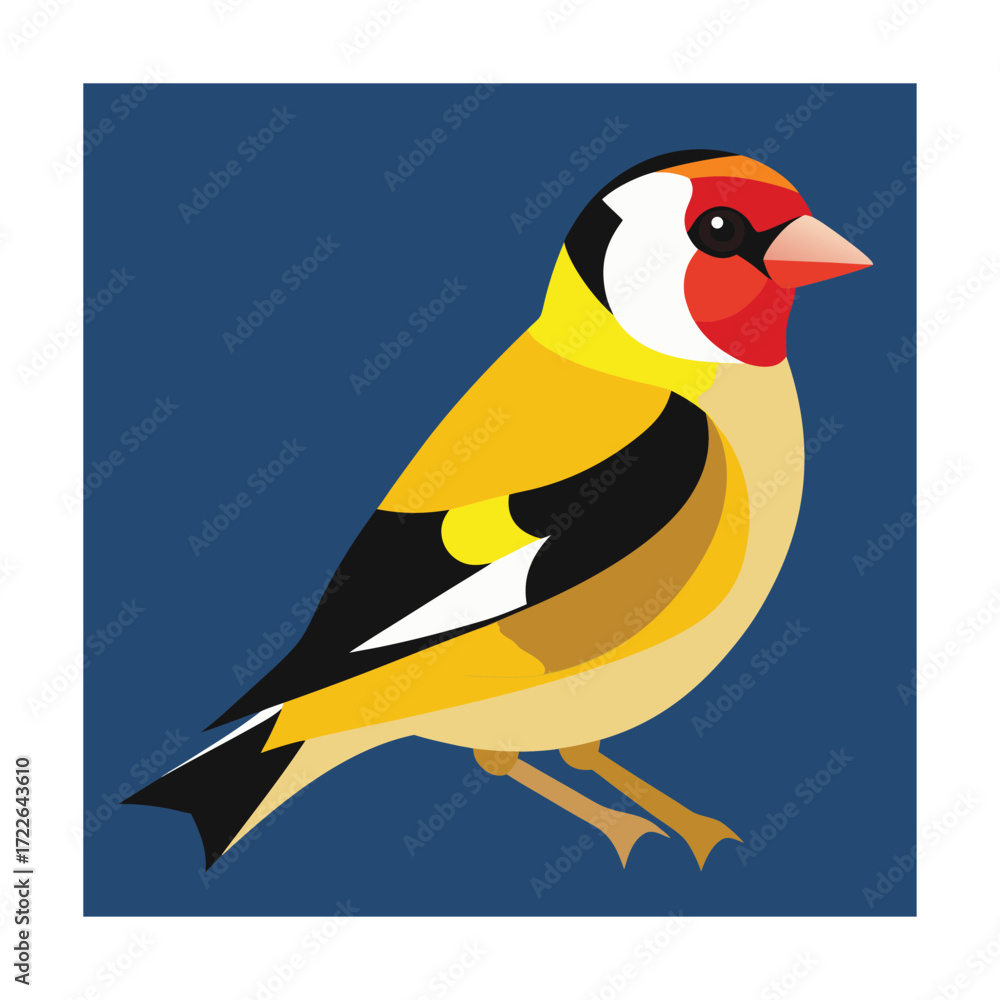 Fototapeta premium Goldfinch Bird Side View Flat Design yellow black