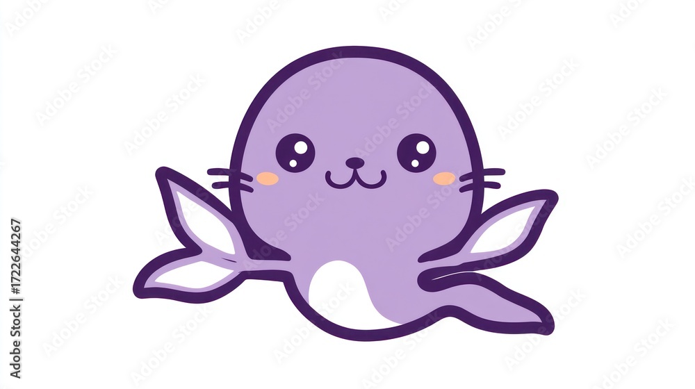 Obraz premium Cute purple seal illustration