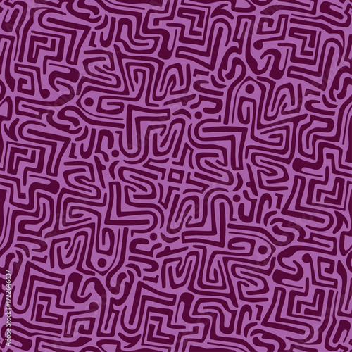 Line Doodle Seamless Pattern 79 - Tribal Glyphs 2