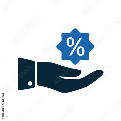 Hand Offering Discount Percentage Icon  Savings, Deals, Promotion Symbol