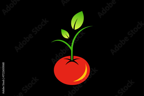 tomato plant masterpiece glowing against black bac