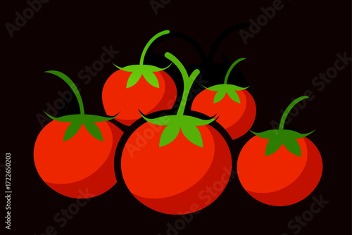 vibrant red tomatoes flourishing under deep shadow