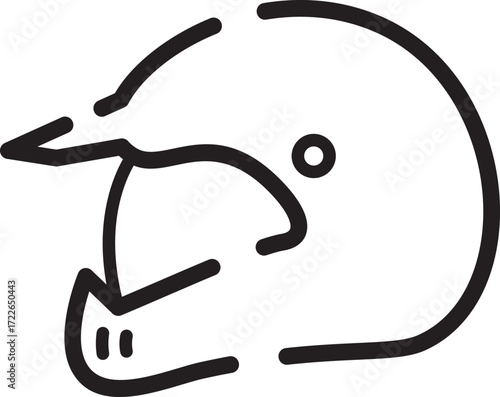 Outlined Icon of Helmet Representing Safety and Sports Protection Equipment
