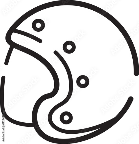 Outlined Icon of Helmet Representing Safety and Sports Protection Equipment