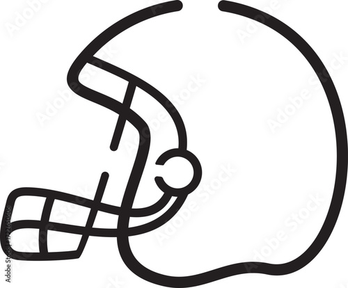 Outlined Icon of Helmet Representing Safety and Sports Protection Equipment