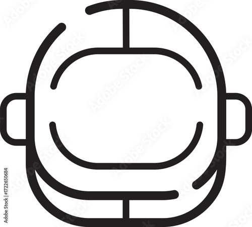 Outlined Icon of Helmet Representing Safety and Sports Protection Equipment