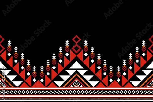 Abstract ethnic Aztec art.Geometric seamless pattern in tribal.Border decoration.Geometric Triangle pattern.design for clothing,fabric,background,wallpaper,wrapping, batik.Knitwear,Embroidery style.