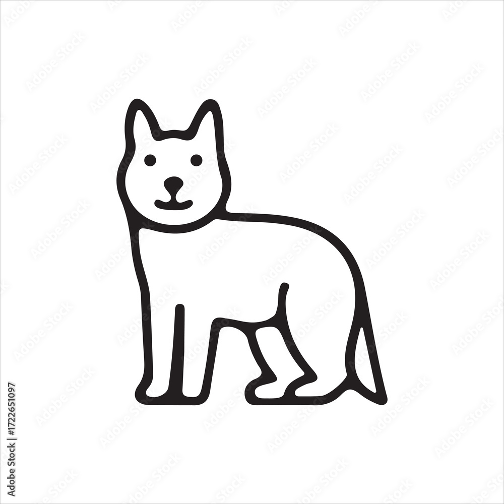 Obraz premium Minimalist Cat Line Art Drawing, Cat Outline Vector Illustration