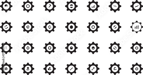 Collection of diverse gear icons representing various settings and options for customization
