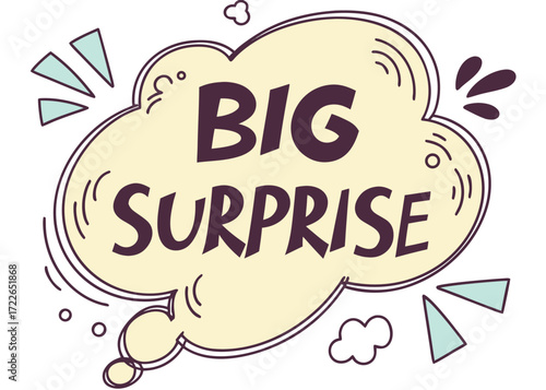 Big surprise speech bubble with decorative elements text announcement