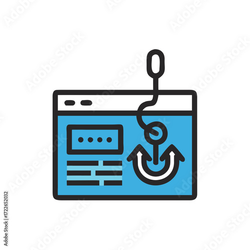 Phishing hook on computer screen representing Cybersecurity concept  